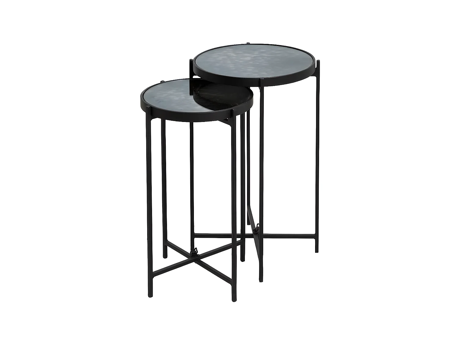 Sellette gigogne en métal et en verre Florian