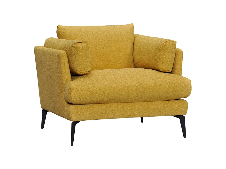 Fauteuil avec coussins tissu chiné jaune et pieds métal noir - BOON