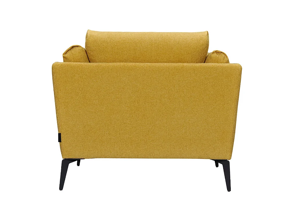 Fauteuil avec coussins tissu chiné jaune et pieds métal noir - BOON