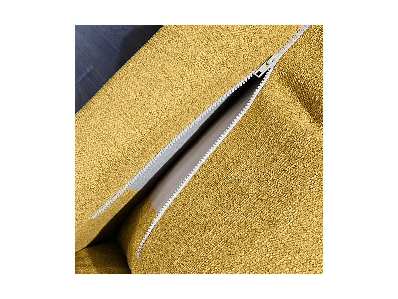 Fauteuil avec coussins tissu chiné jaune et pieds métal noir - BOON