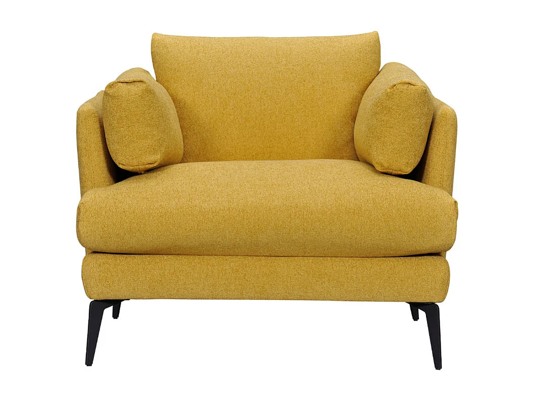 Fauteuil avec coussins tissu chiné jaune et pieds métal noir - BOON