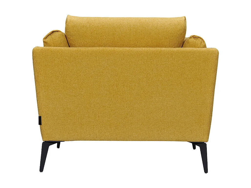 Fauteuil avec coussins tissu chiné jaune et pieds métal noir - BOON