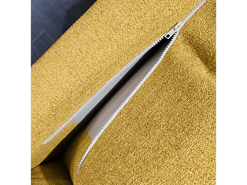 Fauteuil avec coussins tissu chiné jaune et pieds métal noir - BOON