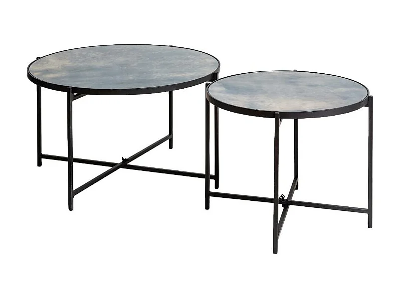 Table basse gigogne en verre fumé et métal Florian