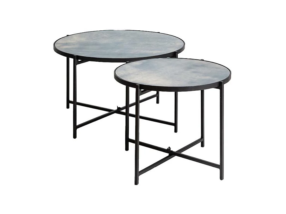 Table basse gigogne en verre fumé et métal Florian