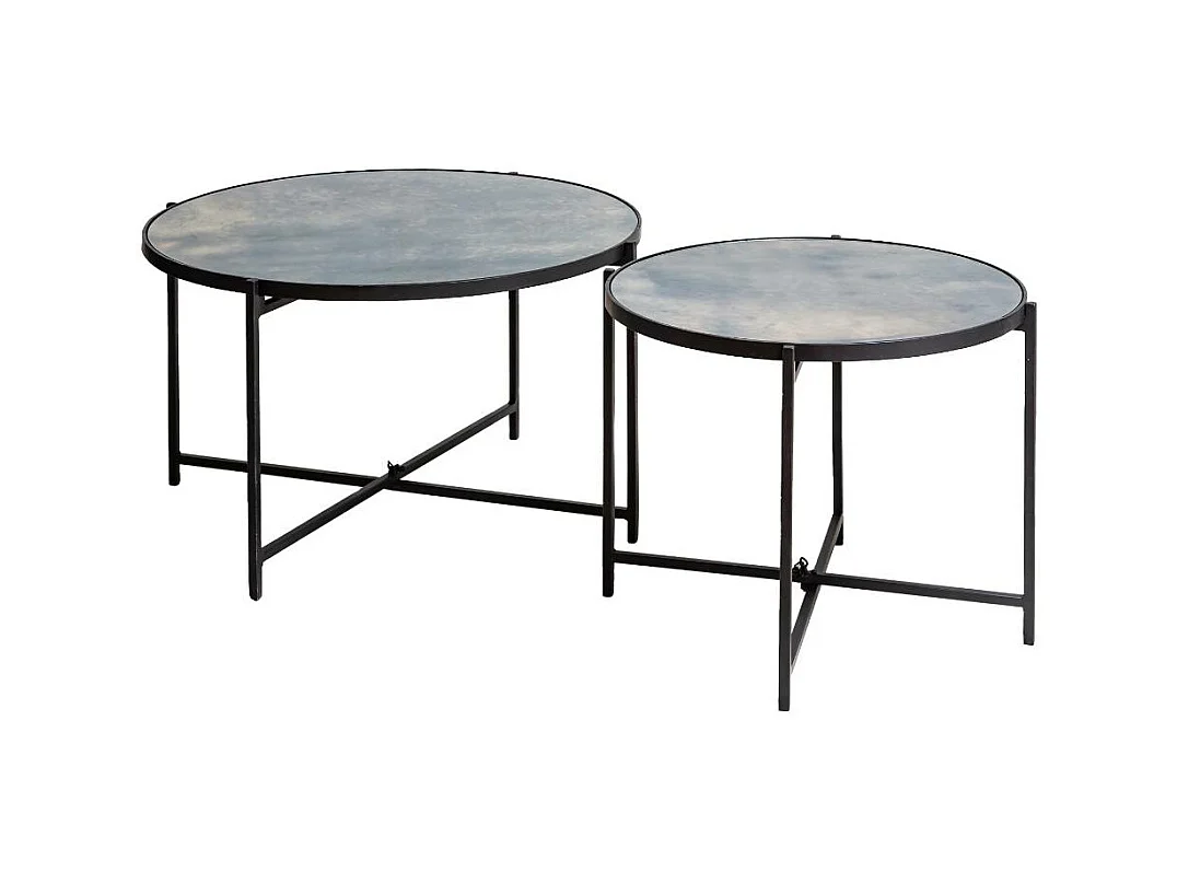 Table basse gigogne en verre fumé et métal Florian