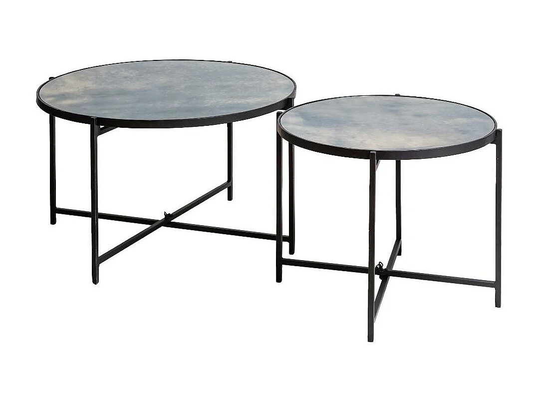 Table basse gigogne en verre fumé et métal Florian