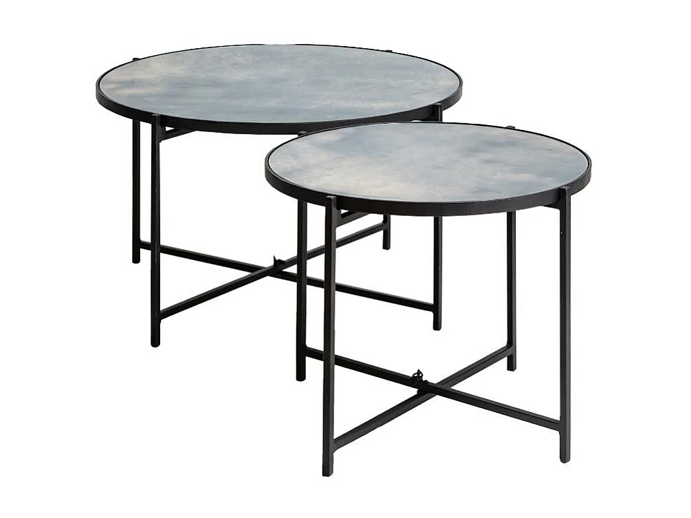 Table basse gigogne en verre fumé et métal Florian