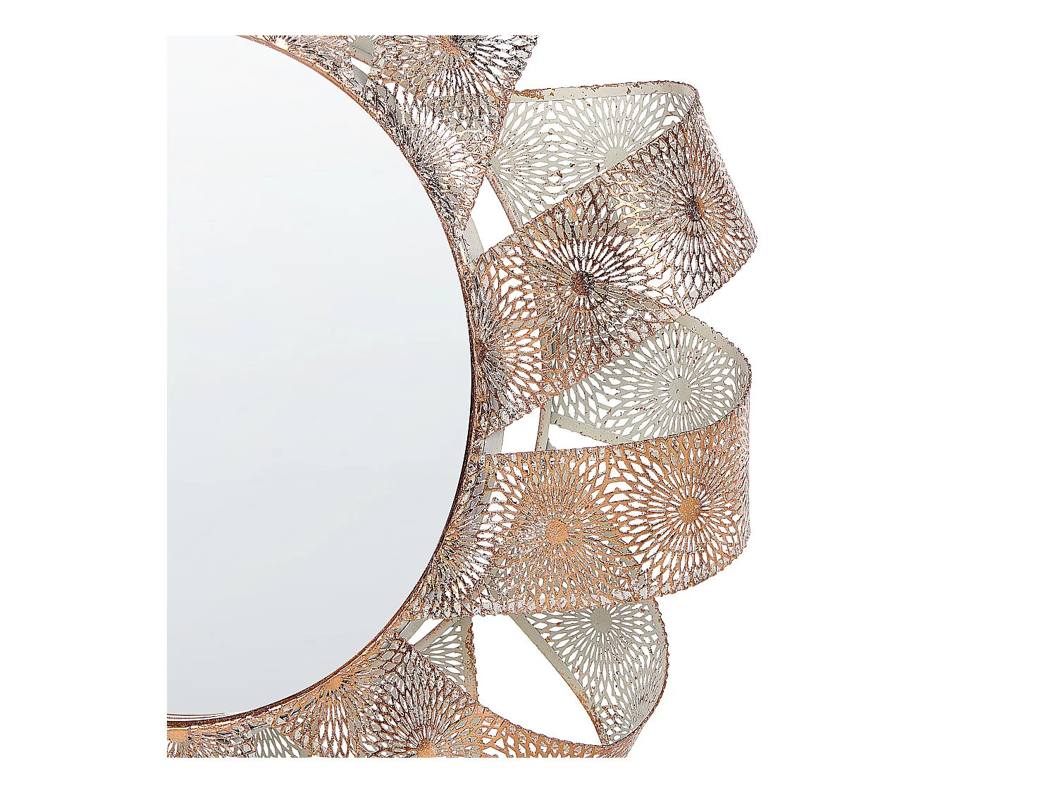 Moderner Wandspiegel Rund in Weiß/Kupfer ø54 cm Mangalore