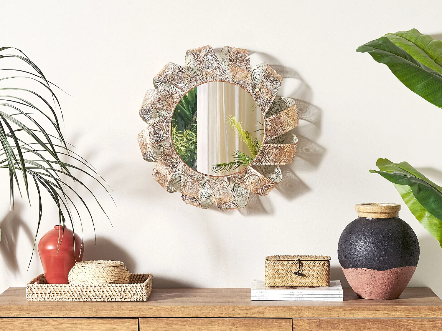 Miroir MANGALORE 54 cm 54 cm Métal Blanc