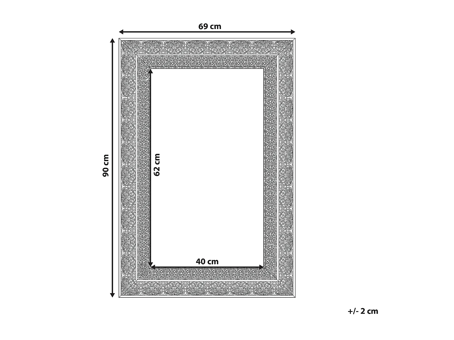 Miroir DEHRADUN 69 cm 90 cm Métal Cuivré