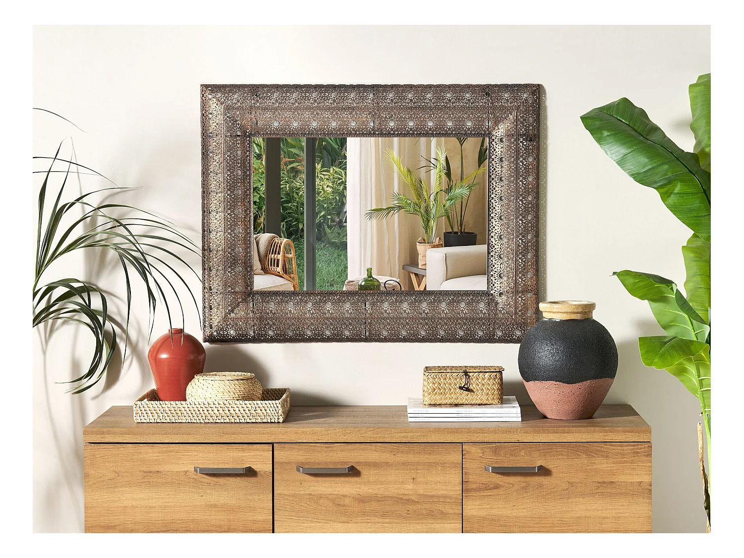 Miroir DEHRADUN 69 cm 90 cm Métal Cuivré