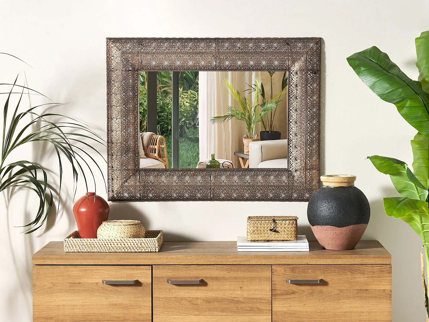 Miroir DEHRADUN 69 cm 90 cm Métal Cuivré