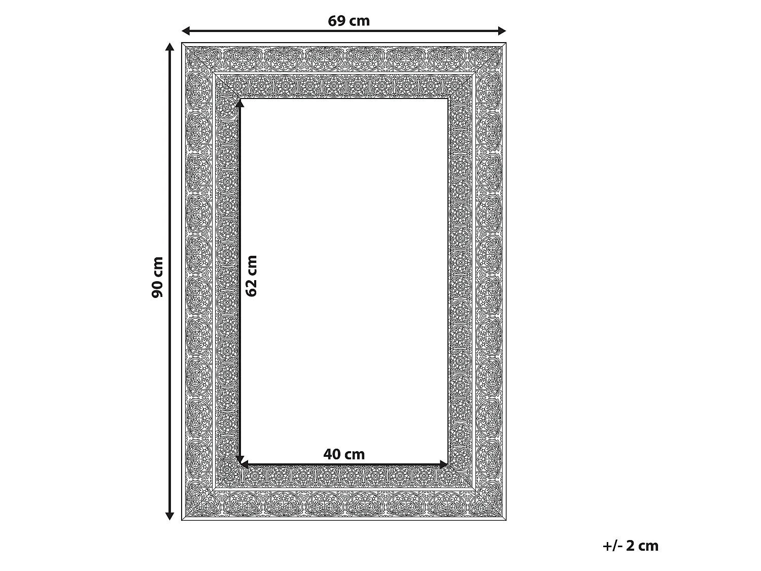 Miroir DEHRADUN 69 cm 90 cm Métal Cuivré