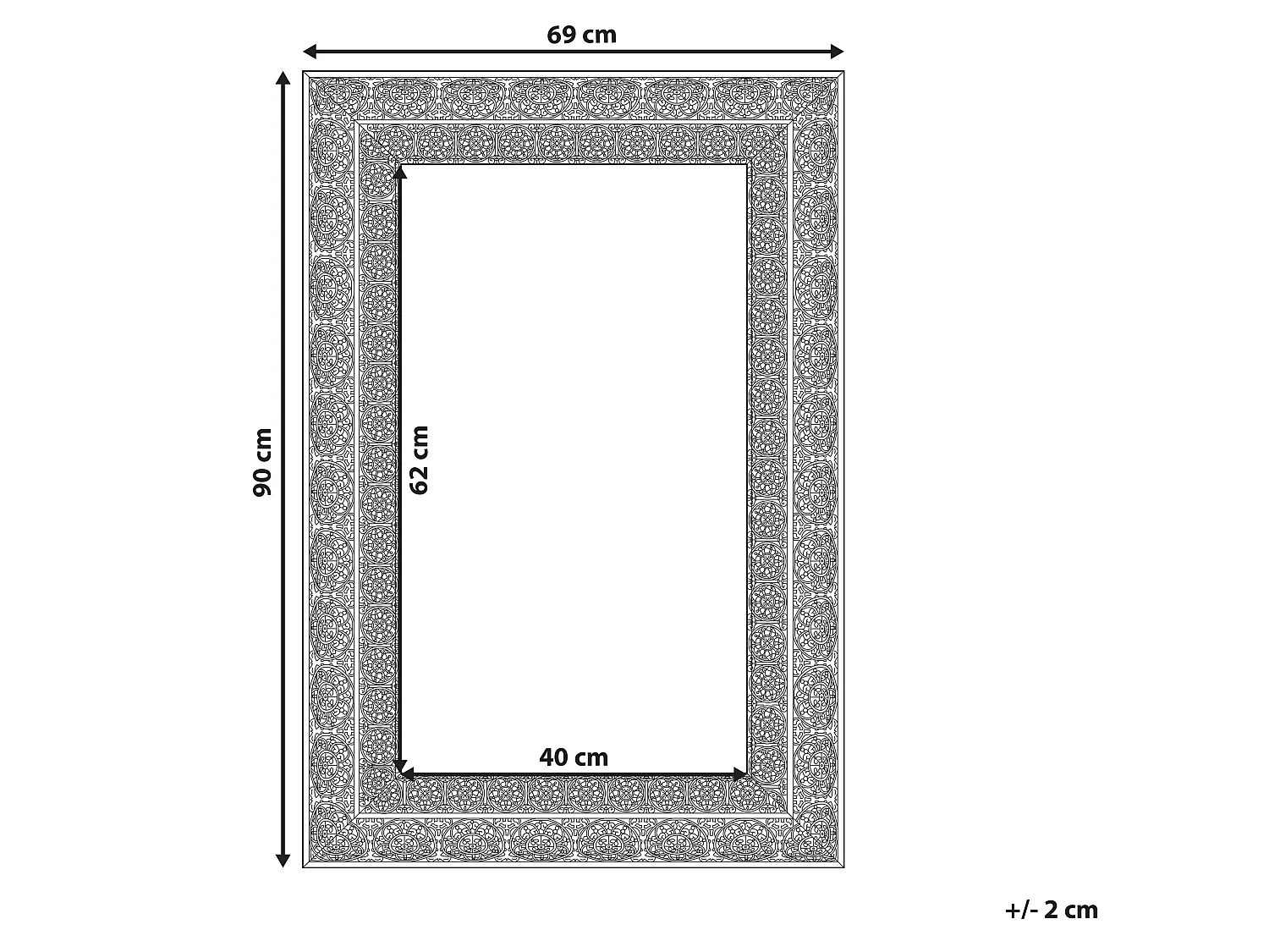 Miroir DEHRADUN 69 cm 90 cm Métal Cuivré