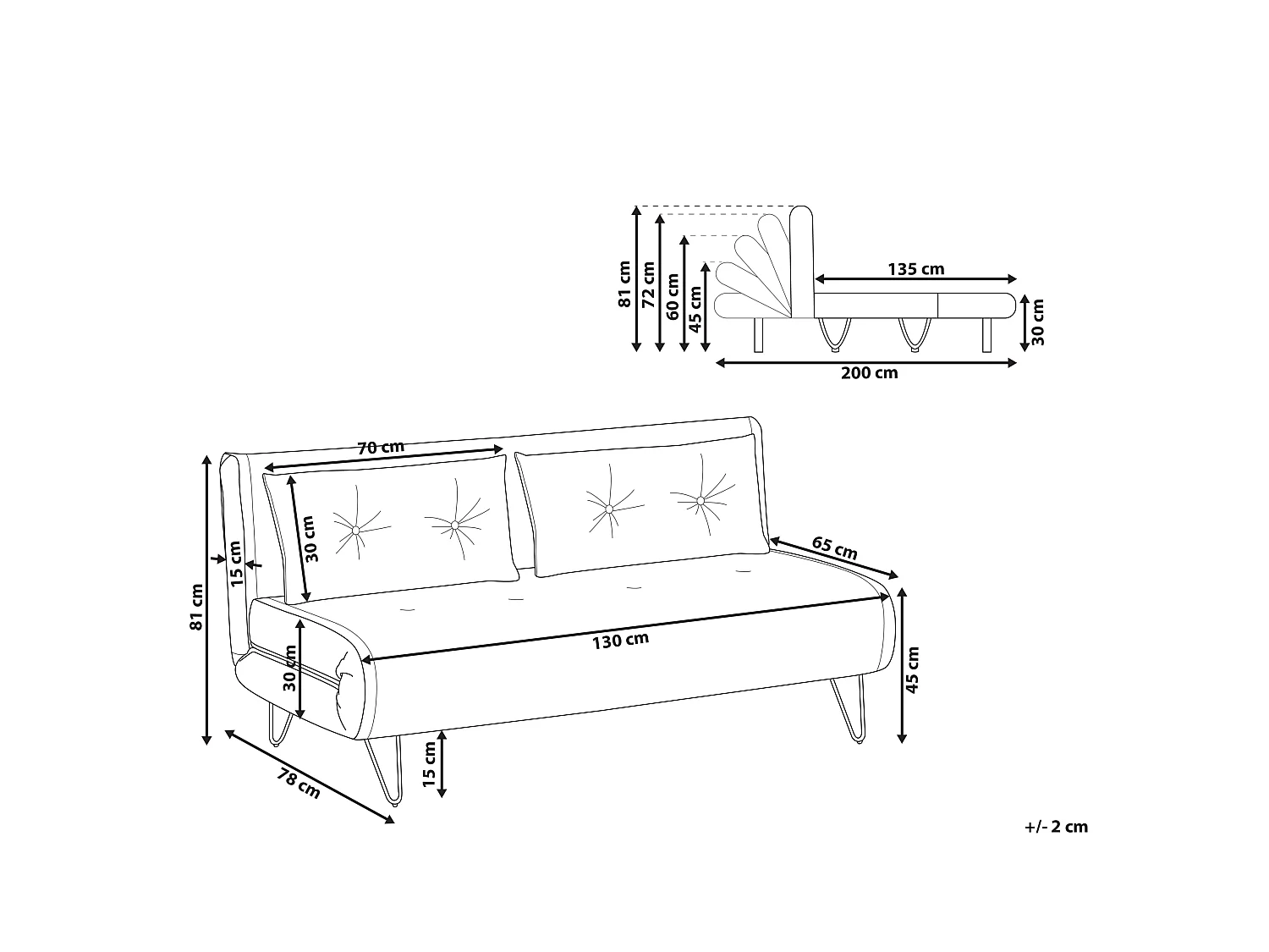 Canapé-lit 2 places VESTFOLD Velours Beige