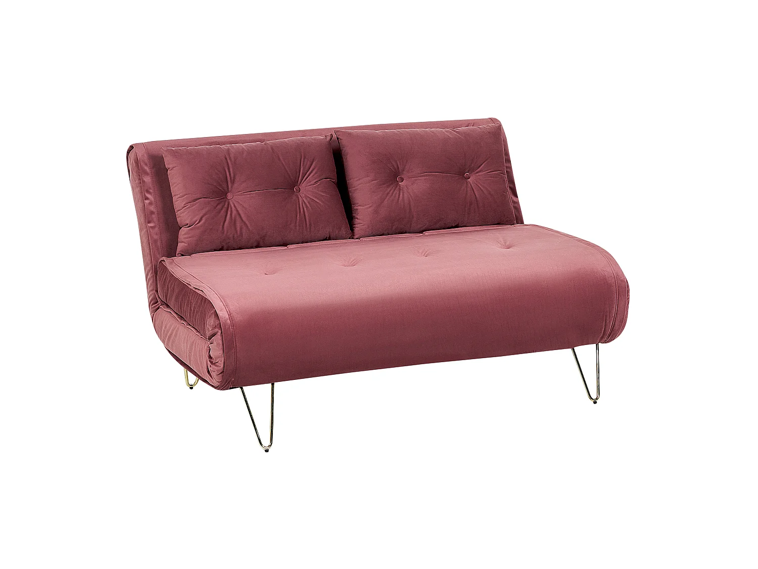 2-Sitzer Sofa rosa Samtstoff mit Schlaffunktion und Zierkissen Vestfold