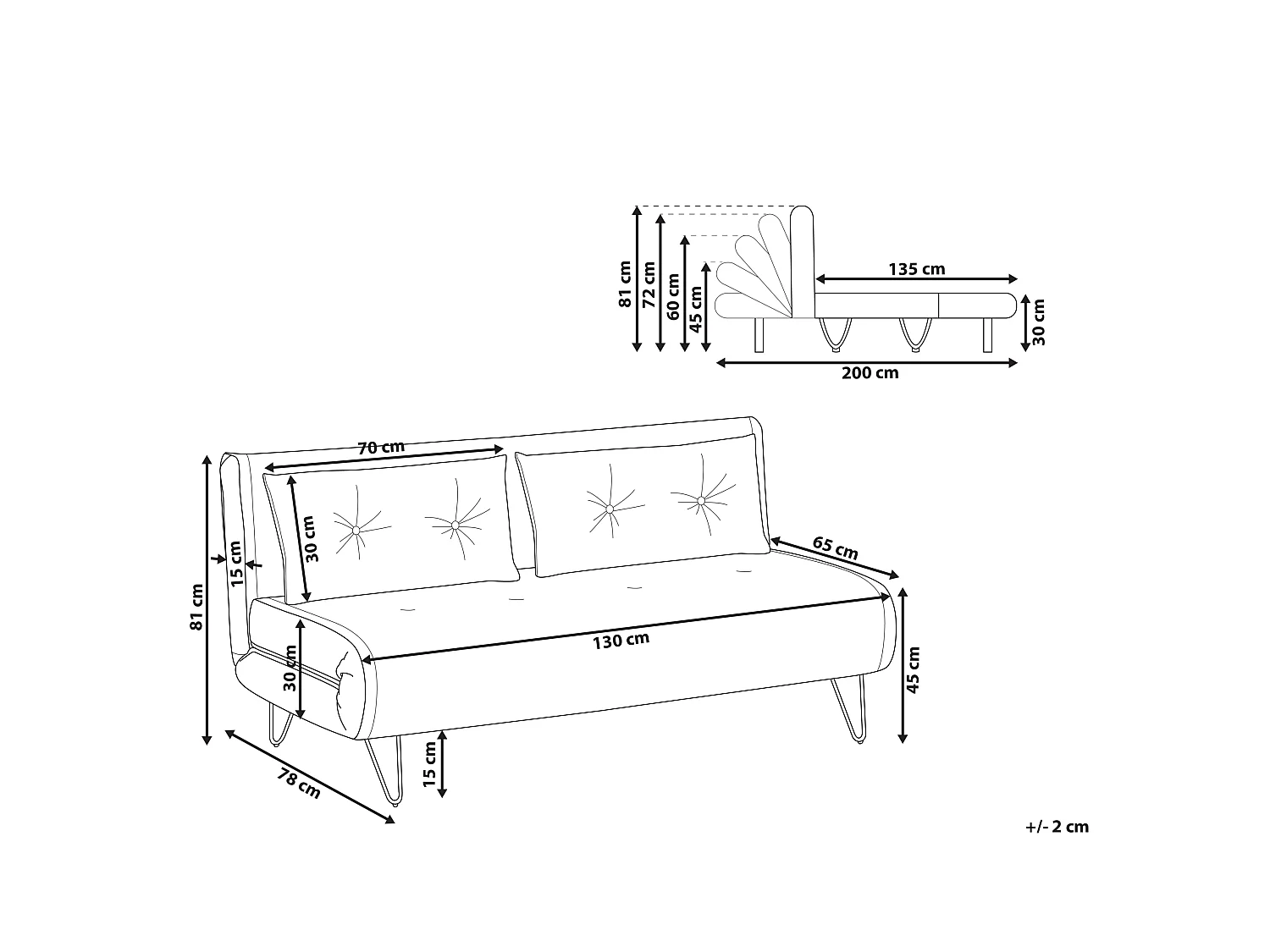 Canapé-lit 2 places VESTFOLD Velours Rose