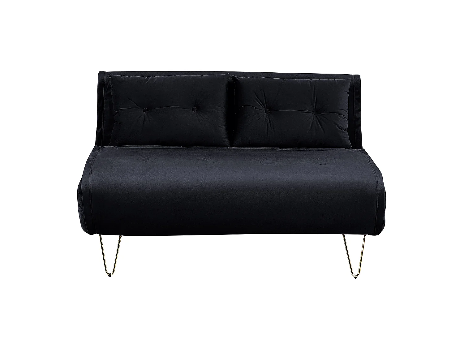 2-Sitzer Sofa schwarz Samtstoff mit Schlaffunktion und Zierkissen Vestfold