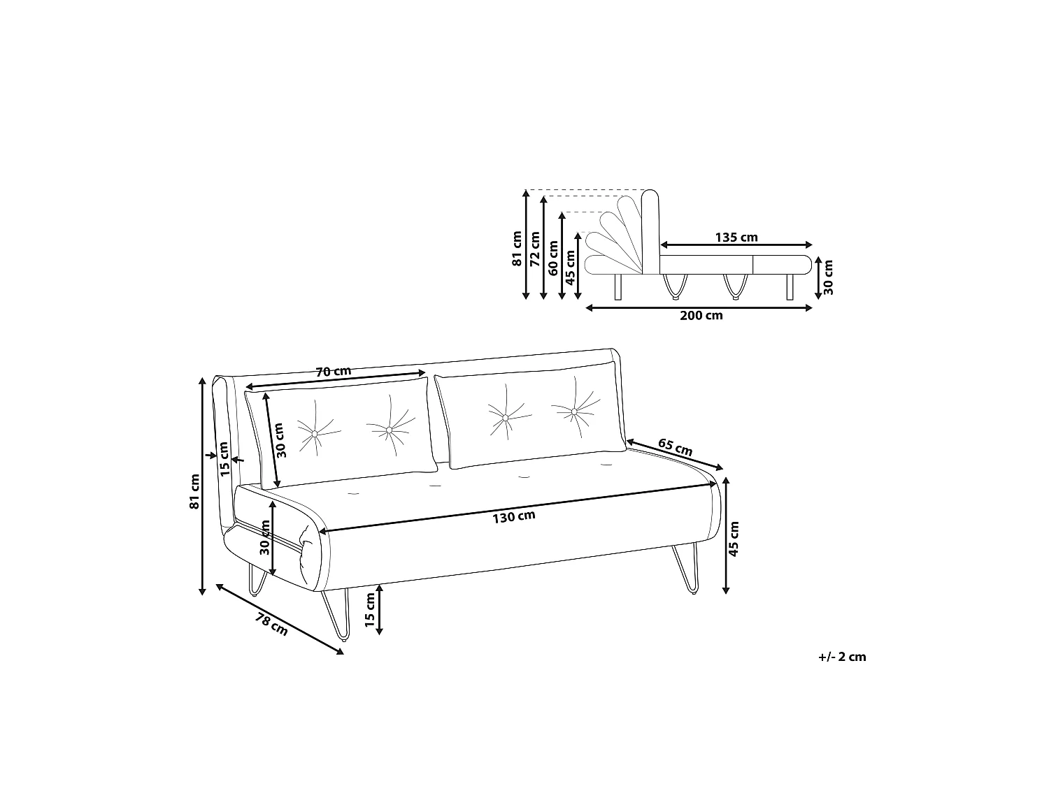 Canapé-lit 2 places VESTFOLD Velours Noir