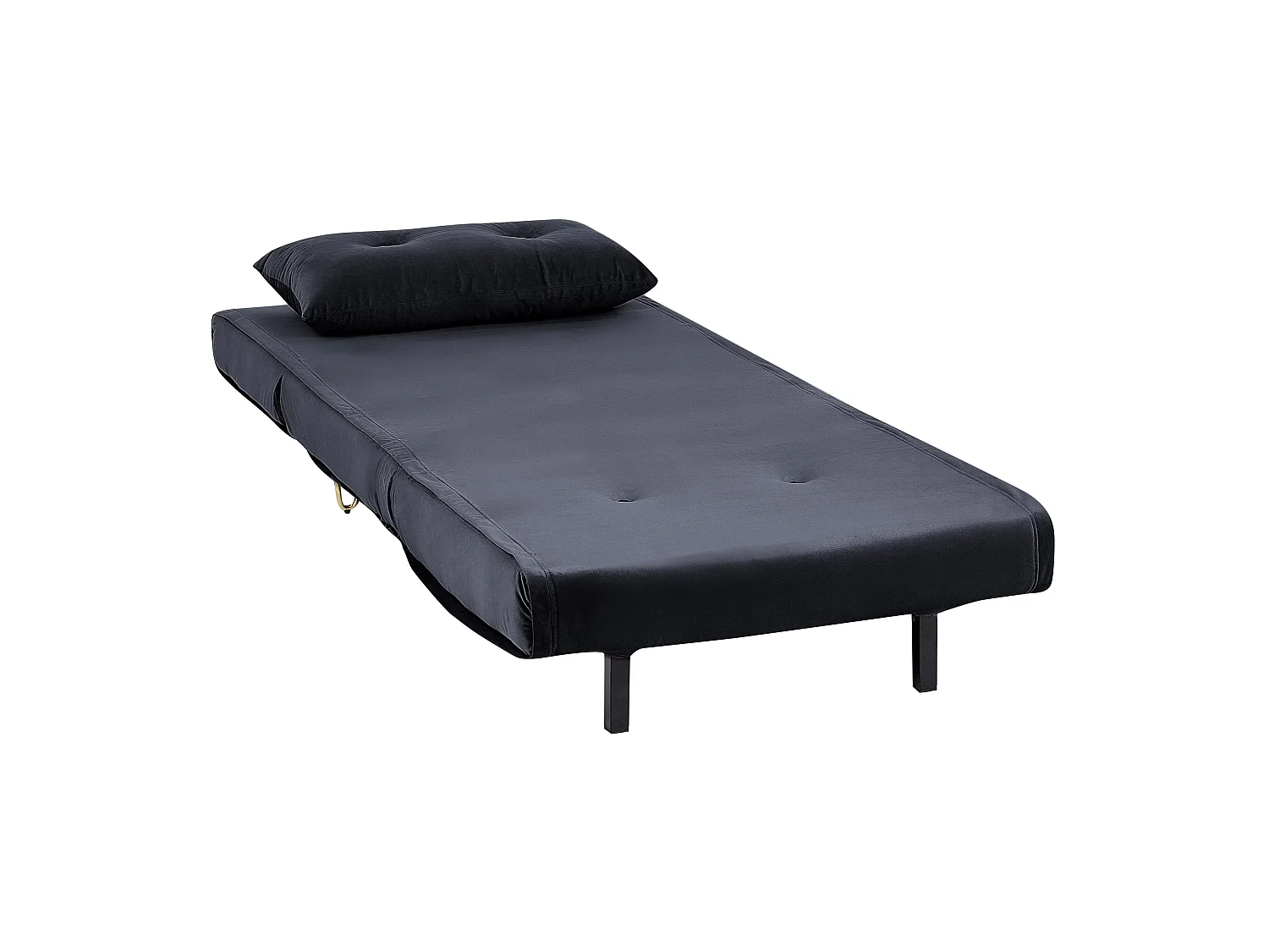 Einzelsofa aus schwarz Samtstoff mit Schlaffunktion und Zierkissen Vestfold
