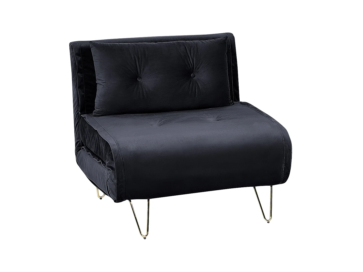 Einzelsofa aus schwarz Samtstoff mit Schlaffunktion und Zierkissen Vestfold