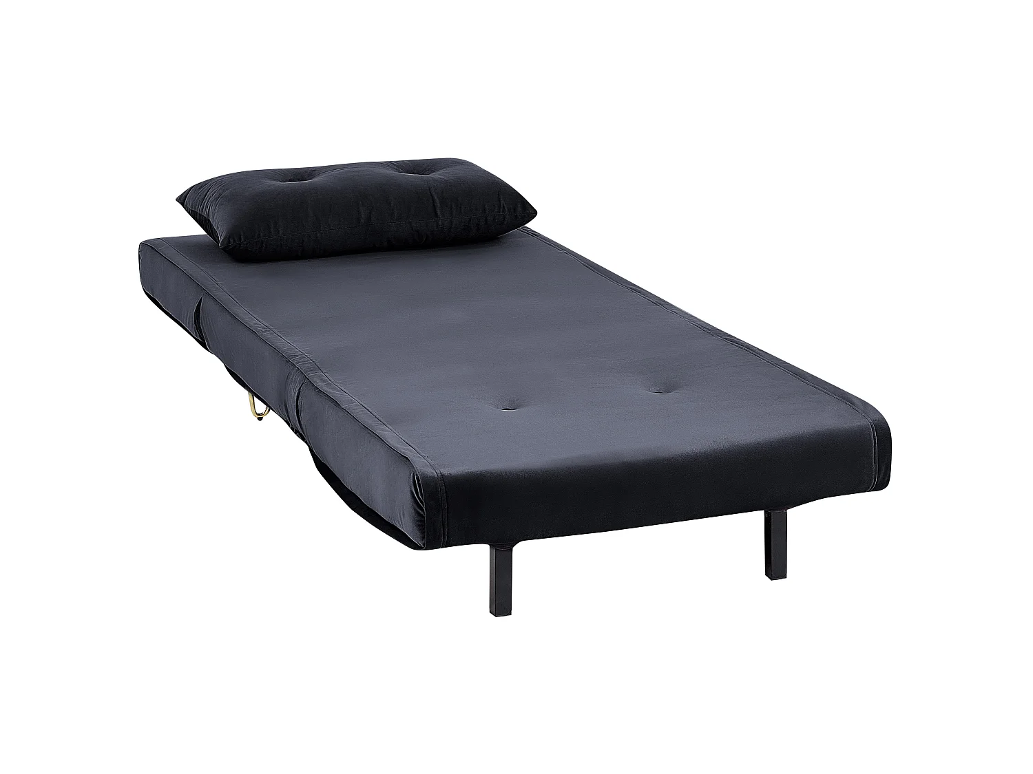 Einzelsofa aus schwarz Samtstoff mit Schlaffunktion und Zierkissen Vestfold