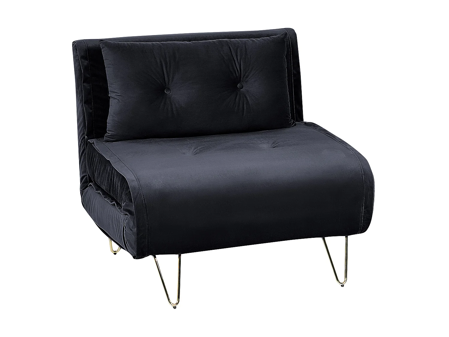 Einzelsofa aus schwarz Samtstoff mit Schlaffunktion und Zierkissen Vestfold