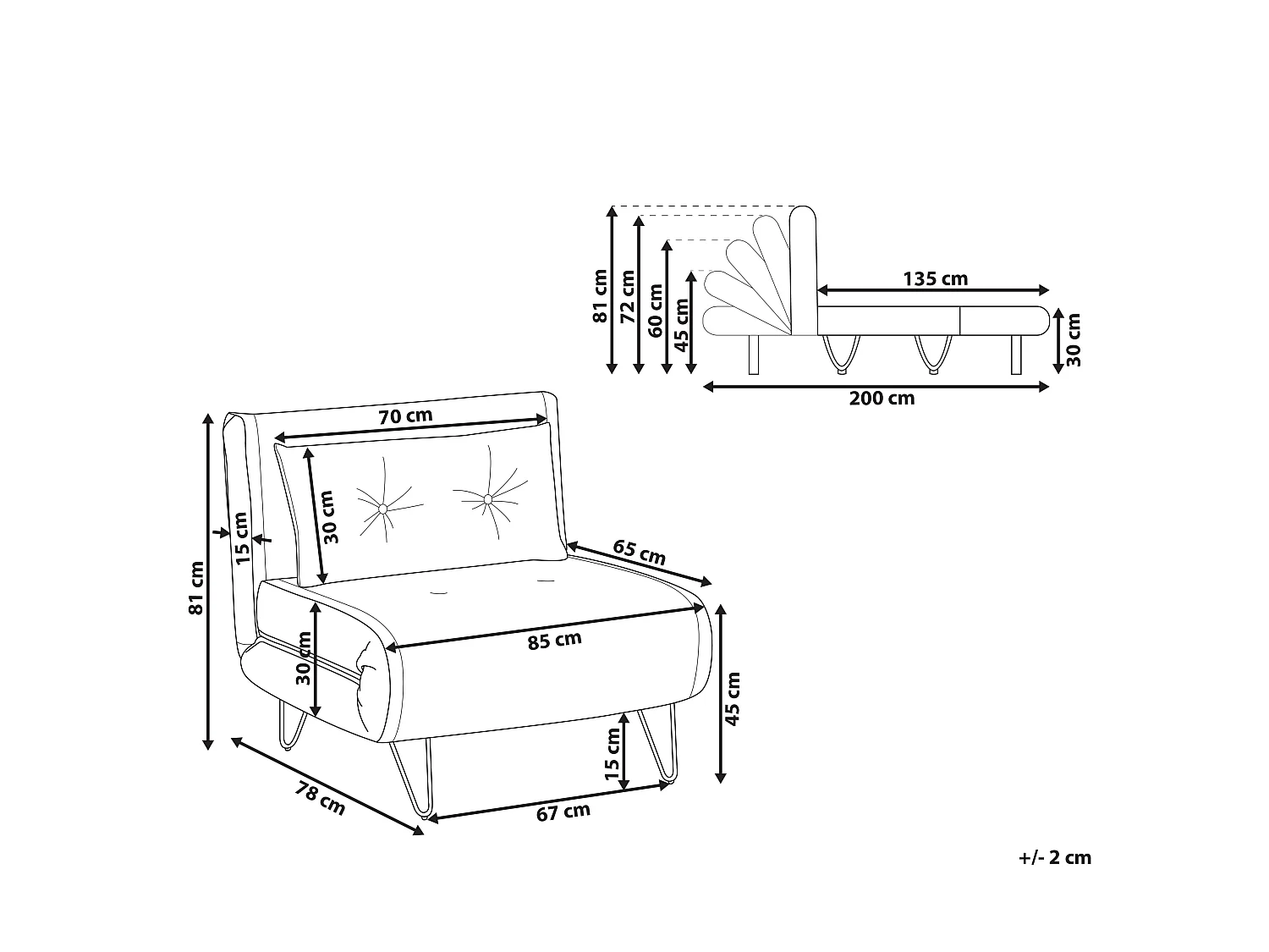 Einzelsofa aus schwarz Samtstoff mit Schlaffunktion und Zierkissen Vestfold