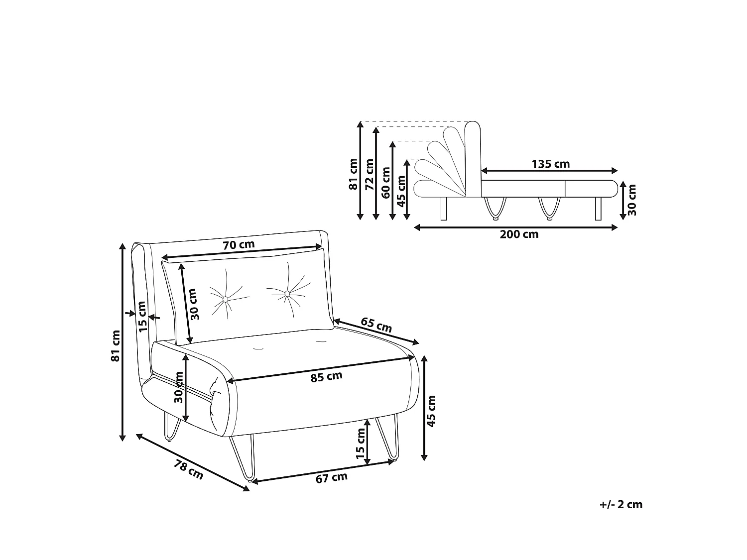 Divano letto singolo VESTFOLD Velluto Nero