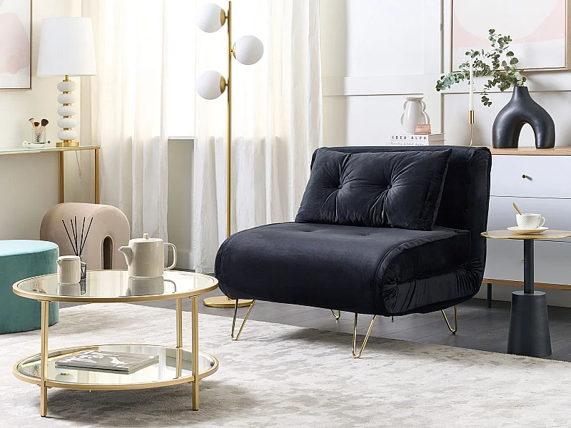 Fauteuil convertible VESTFOLD Velours Noir