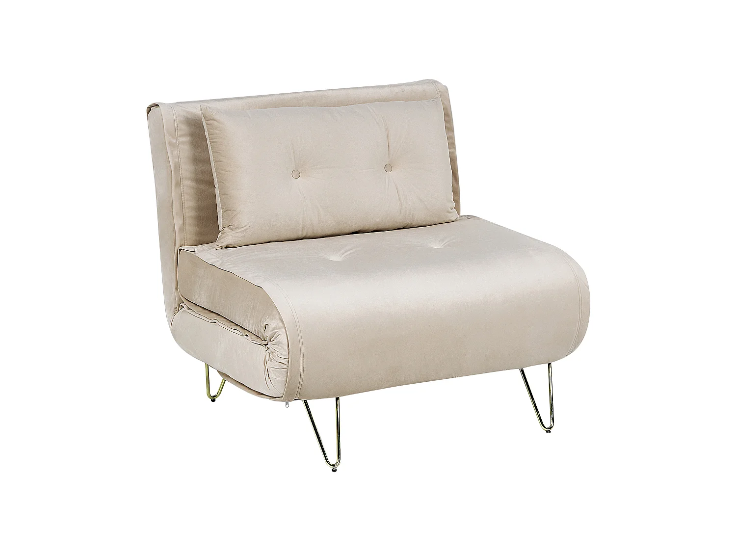 Sofa rozkładana jednoosobowa VESTFOLD Welur Beżowy