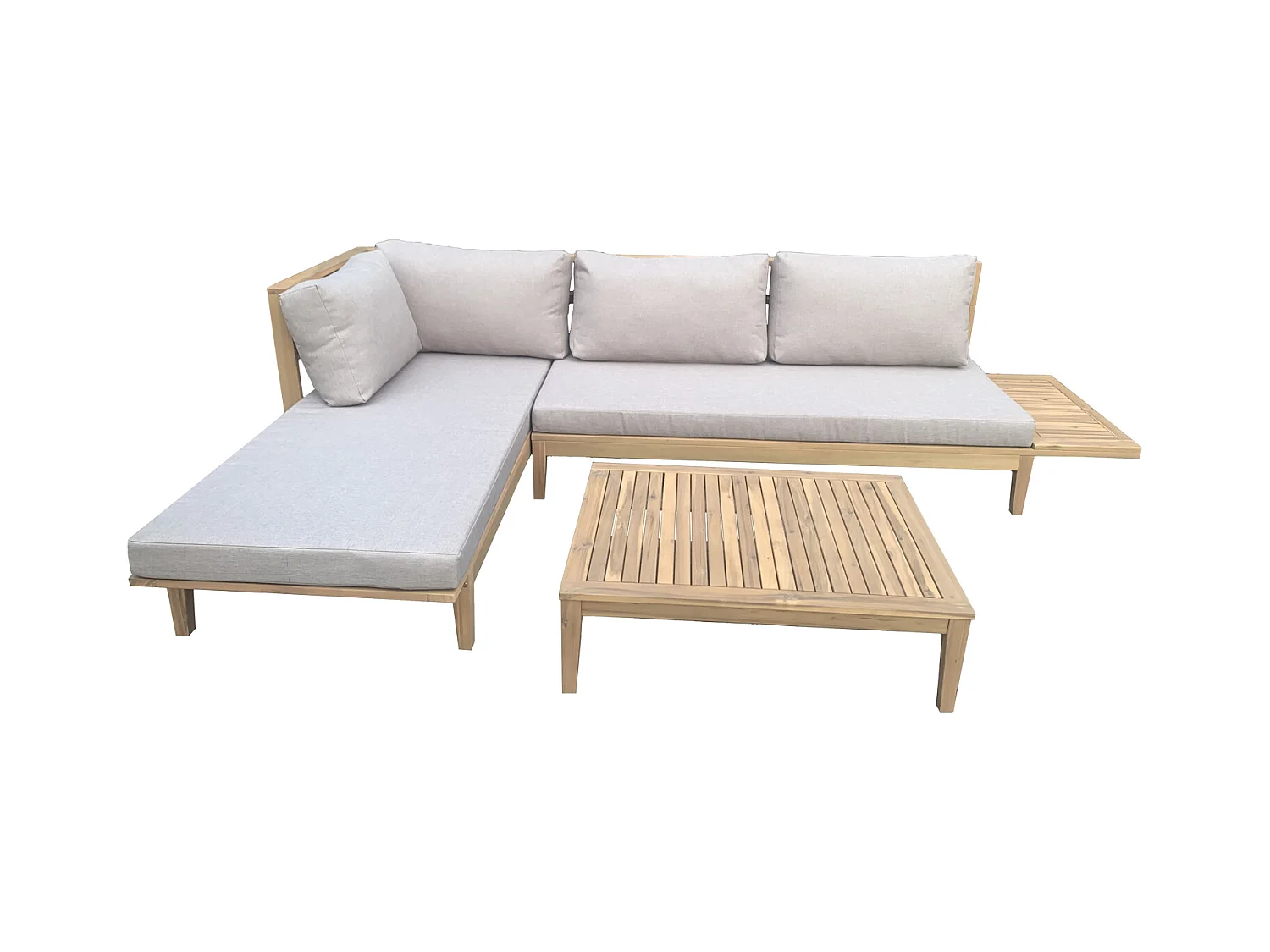 Gartenmöbel aus Akazienholz 4-Sitzer PANGKOR - Kissen Sand