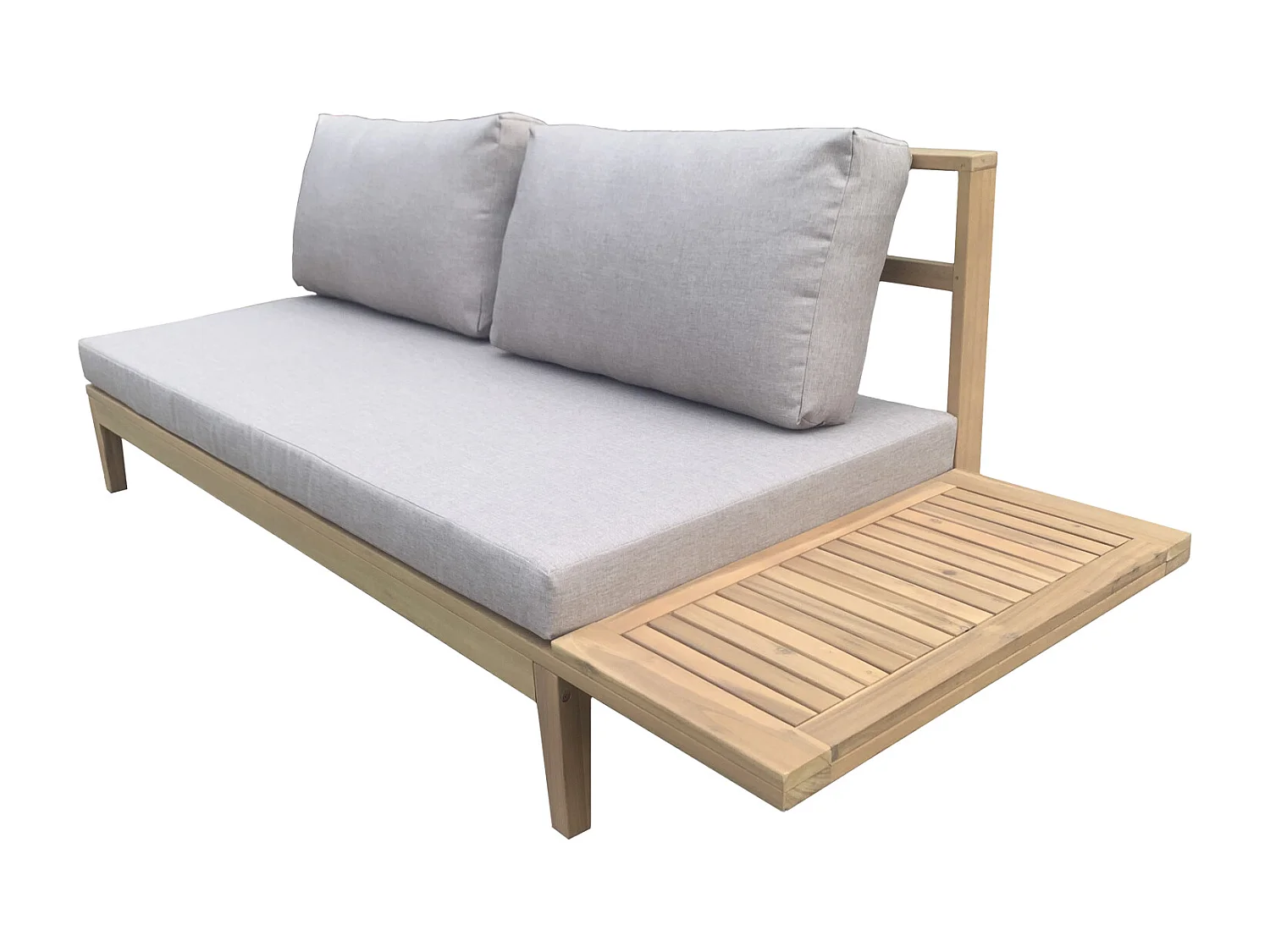 Salon de jardin en acacia 4 places PANGKOR - coussins sable - HAPPY GARDEN