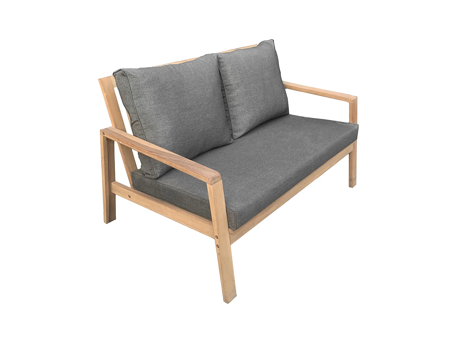 Gartenmöbel aus Akazienholz 4-Sitzer GILI - graue Kissen