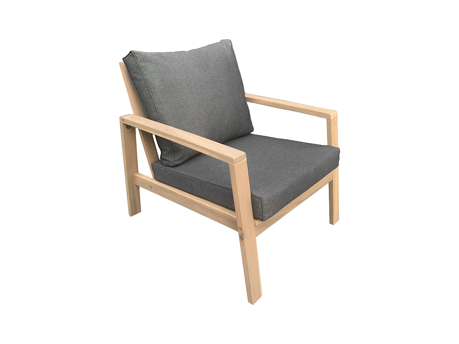 Gartenmöbel aus Akazienholz 4-Sitzer GILI - graue Kissen