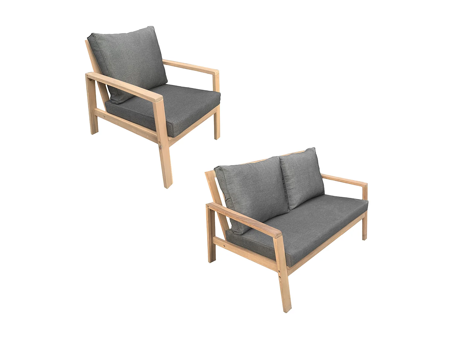 Acacia tuinmeubelset GILI 4 zits - grijze kussens