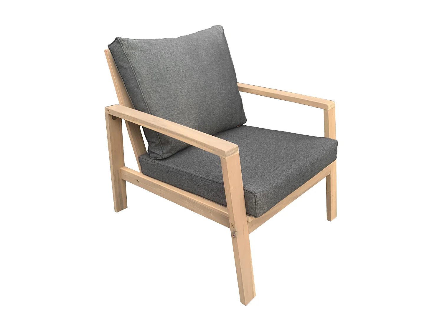 Set di mobili da giardino in acacia GILI 4 posti - cuscini grigi