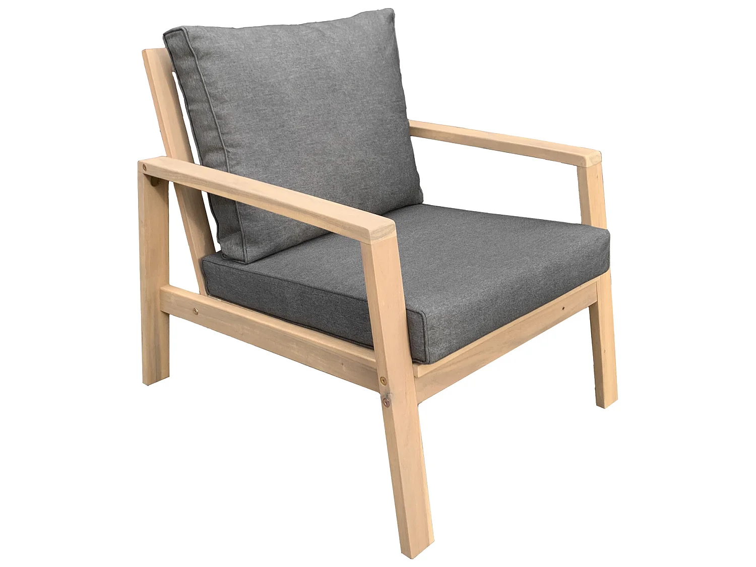 Salon de jardin en acacia 2 places GILI - coussins gris - HAPPY GARDEN