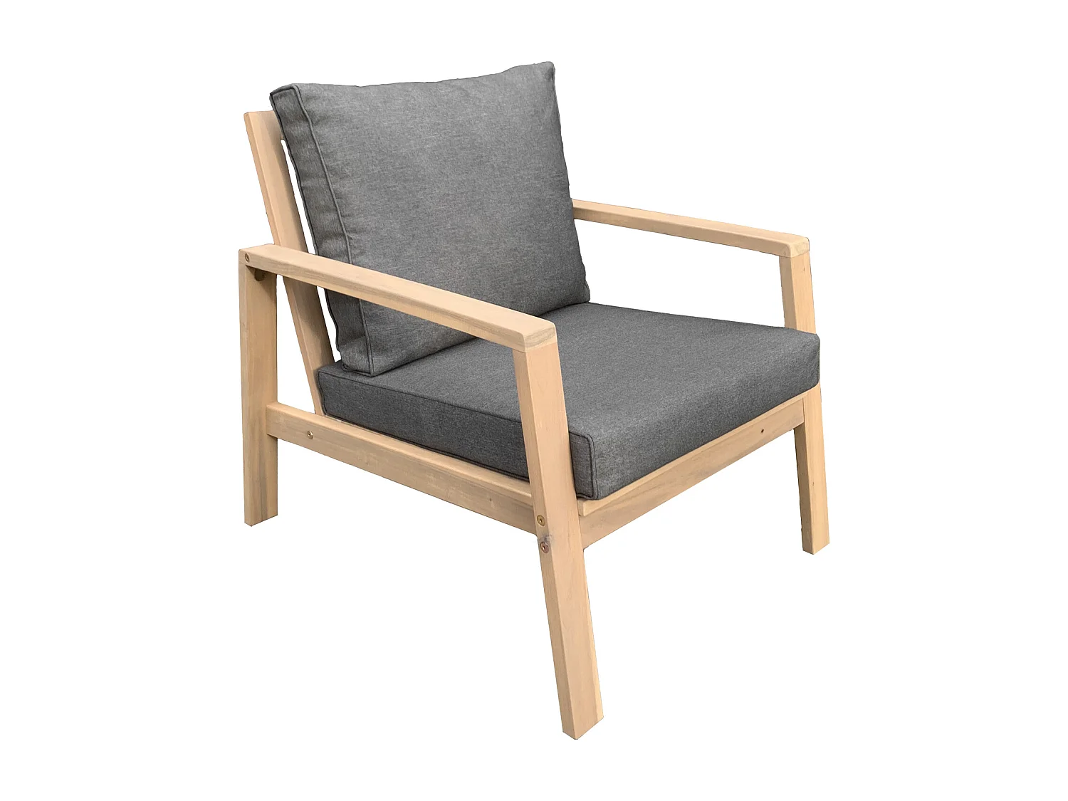 Salon de jardin en acacia 2 places GILI - coussins gris - HAPPY GARDEN