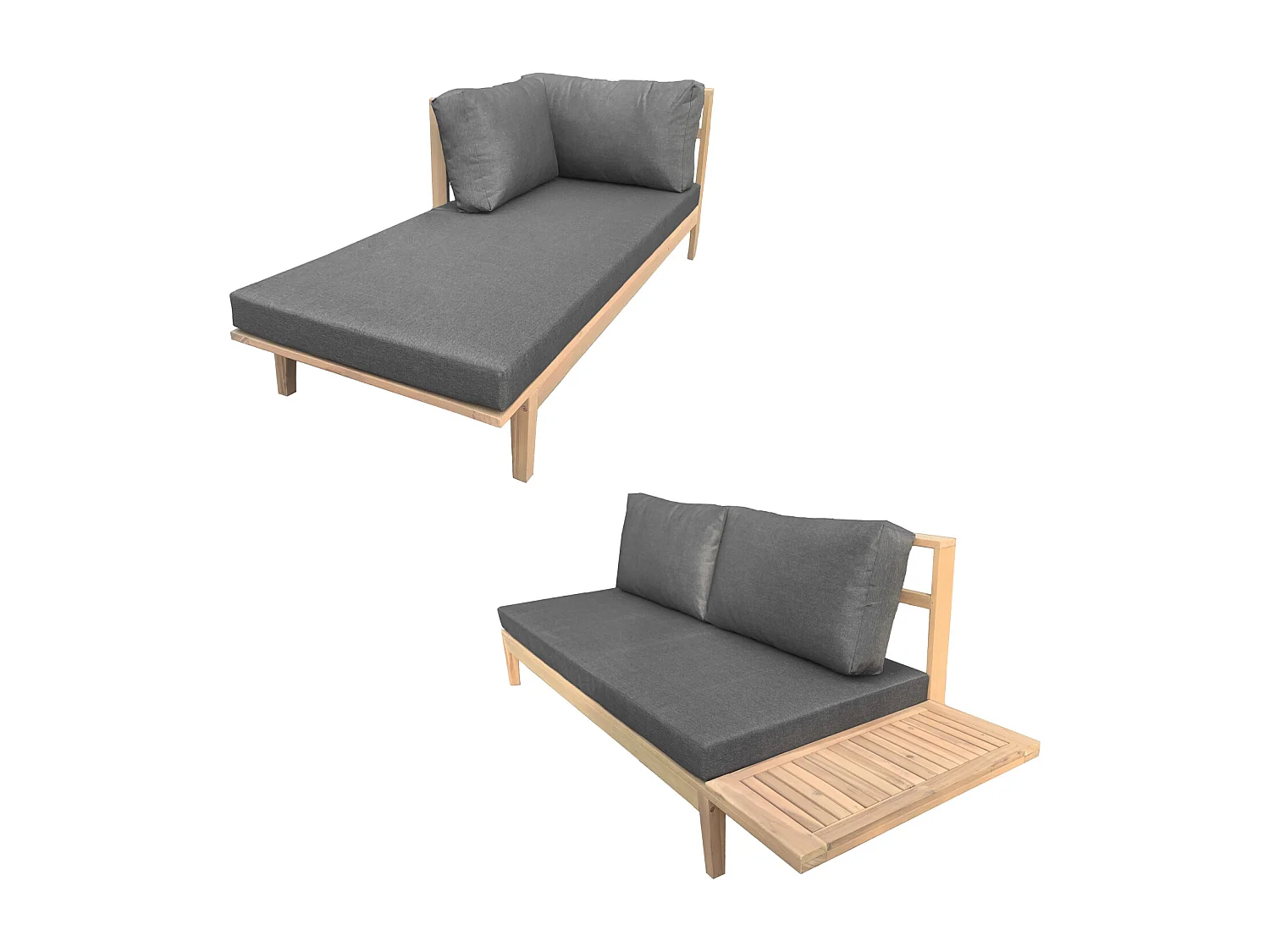 Gartenmöbel aus Akazienholz 4-Sitzer PANGKOR - graue Kissen