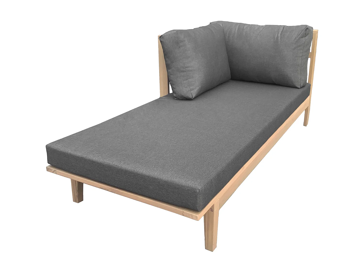 Salon de jardin en acacia 4 places PANGKOR - coussins gris - HAPPY GARDEN