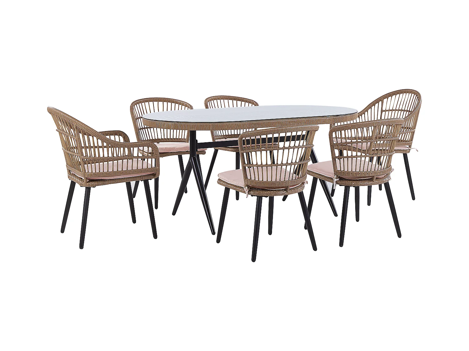 Set da pranzo da giardino 6 posti ALIANO con cuscini Rosa pastello