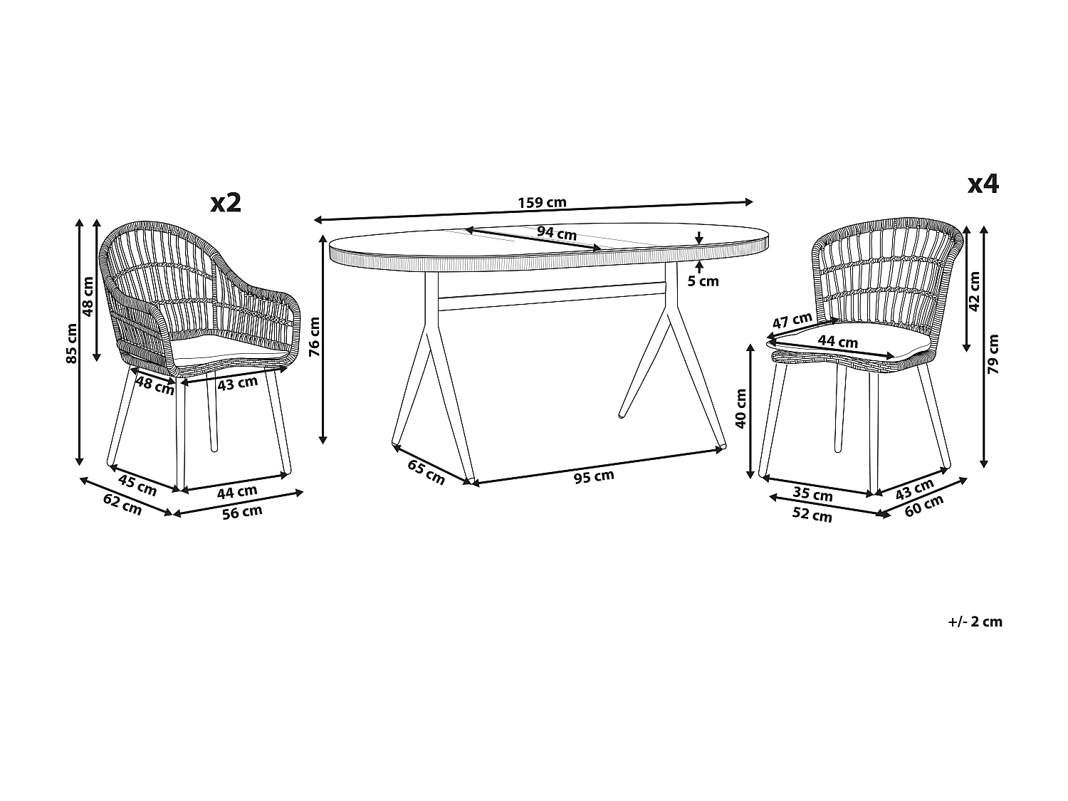 Salle à manger de jardin 6 places ALIANO avec coussins Polyrotin Rose pastel