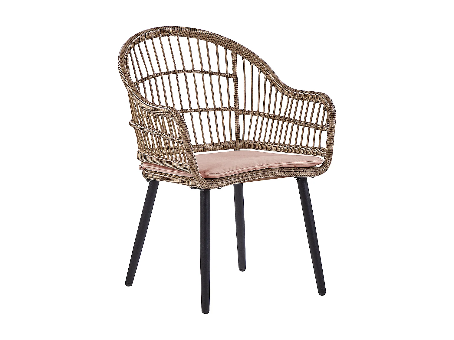 Salle à manger de jardin 6 places ALIANO avec coussins Polyrotin Rose pastel