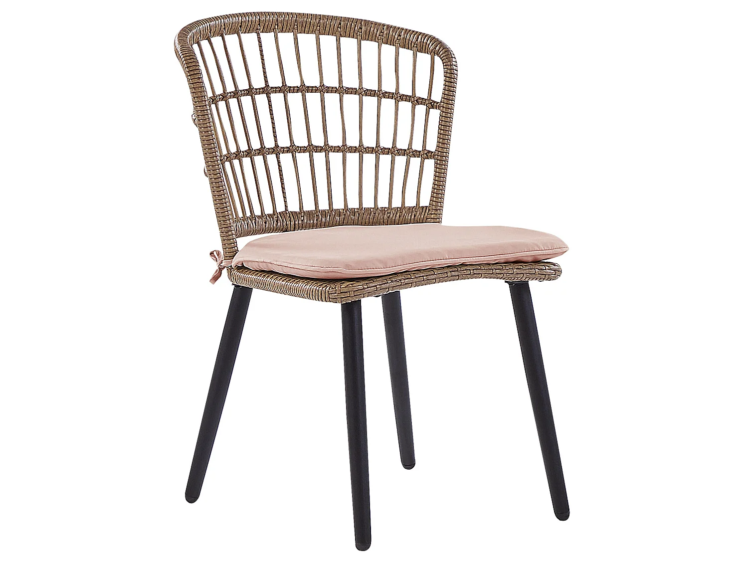 Garden Dining Set 6 Seater ALIANO Pastel Pink PE Rattan with Cushions