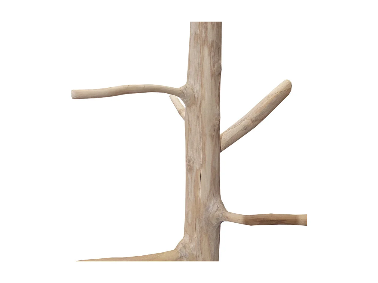 Porte-manteau arbre en bois de teck 200 cm socle en bois noir - EOLE