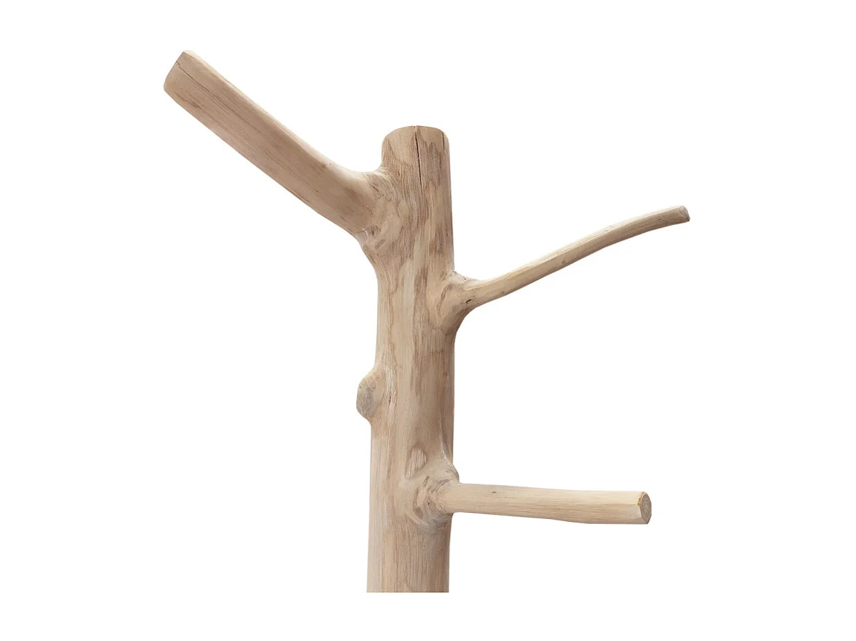 Porte-manteau arbre en bois de teck 200 cm socle en bois noir - EOLE
