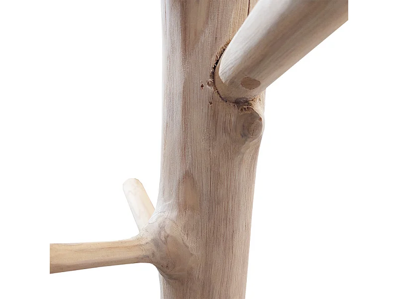 Porte-manteau arbre en bois de teck 200 cm socle en bois noir - EOLE