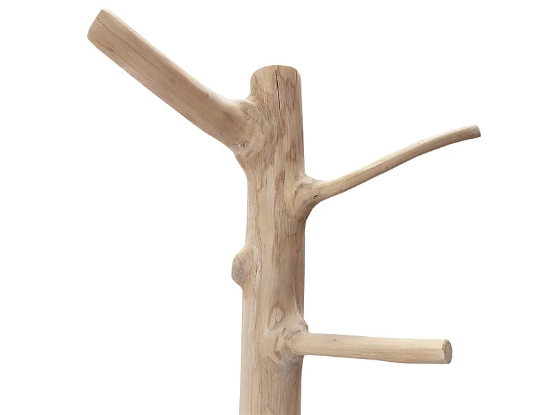 Porte-manteau arbre en bois de teck 200 cm socle en bois noir - EOLE